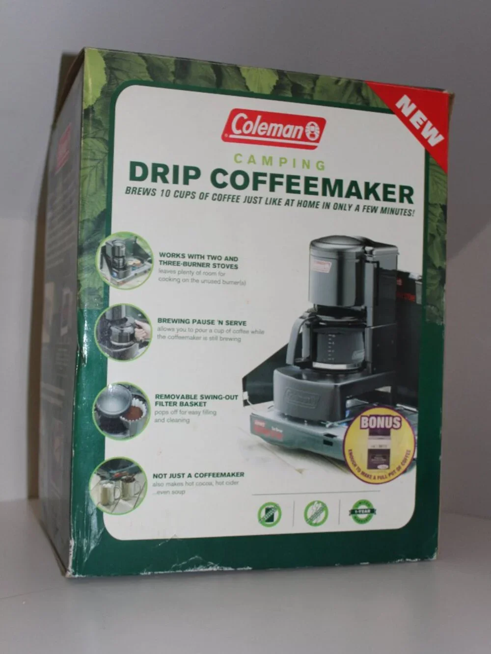 Coleman Camping 10 Cup Drip Coffee Maker Camp Stove Top Filter Basket Brand New